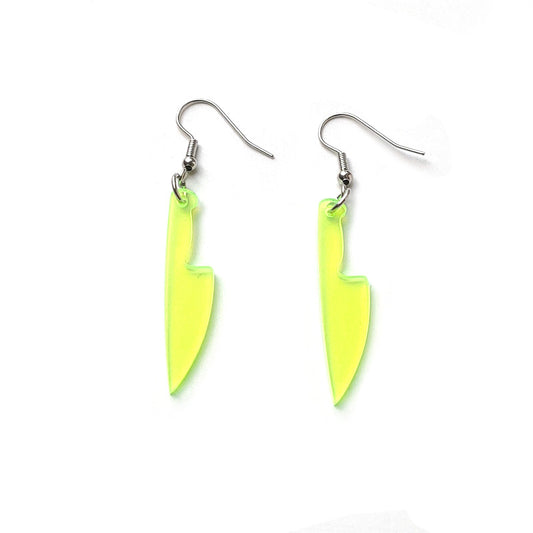 Acrylic green dagger, small knife, earrings MIC-QiuG012