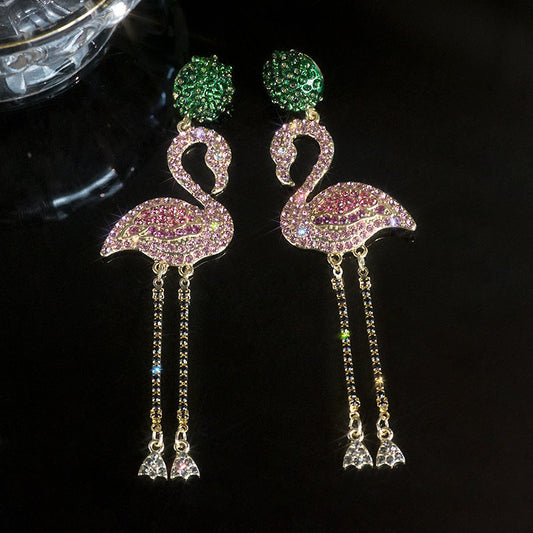 Pink Flamingo Diamond Drop Earrings MIC-QianC003