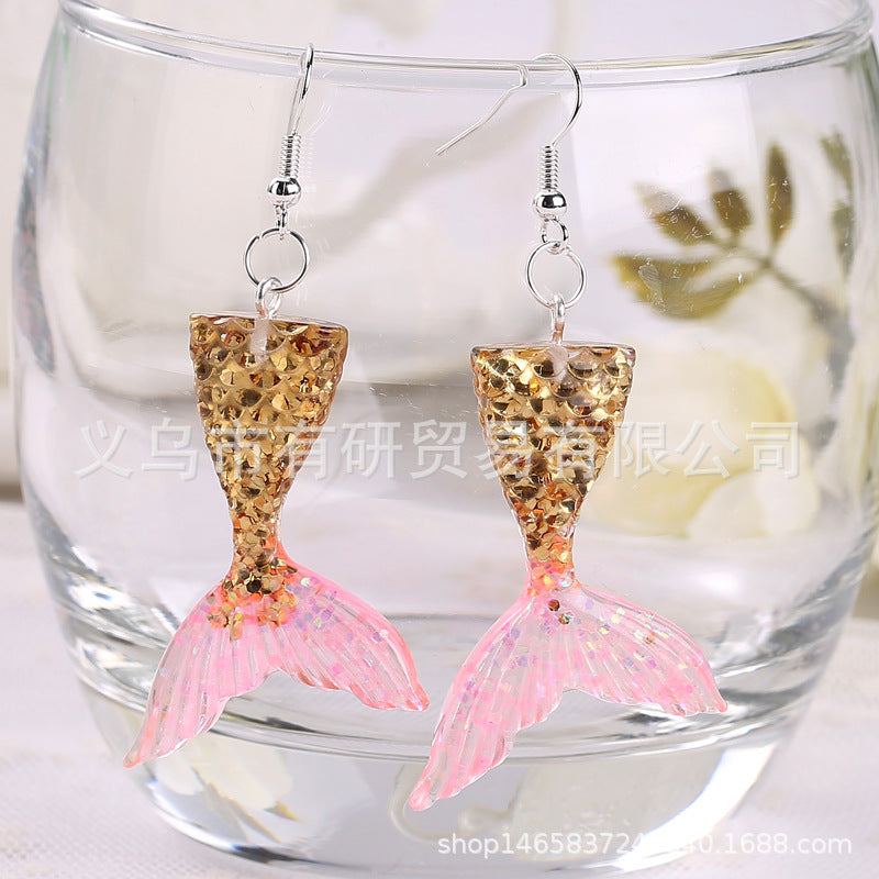 Acrylic sequin simulation mermaid earrings (Minimo de Compra 2) MIC-YouY015