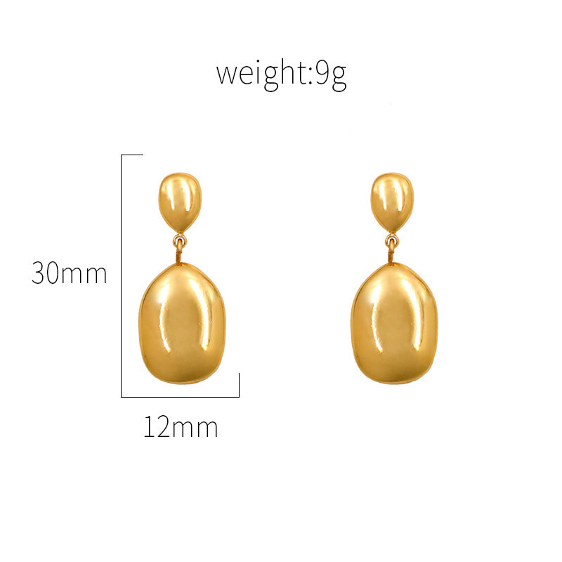 Titanium steel 18K water droplet shaped hollow earrings MYA-XuanJ003