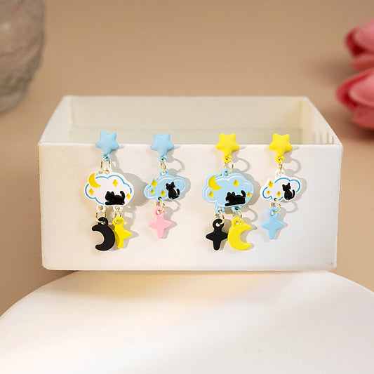 Alloy cartoon painted cat earrings MIC-MDD143