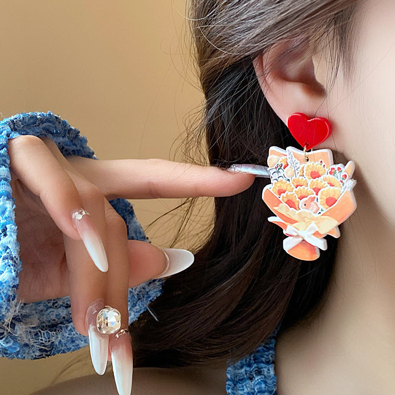 Alloy Love Flower Bundle Earrings (Minimo de compra 2) MIC-FengM009