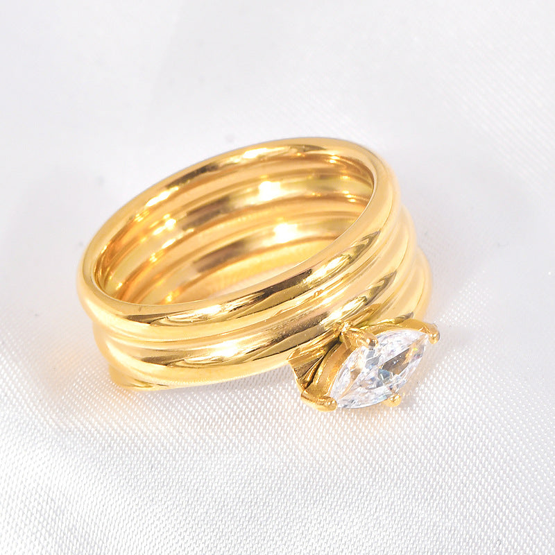 Stainless steel gold-plated multi-layer circle zircon ring MYA-YHZX006