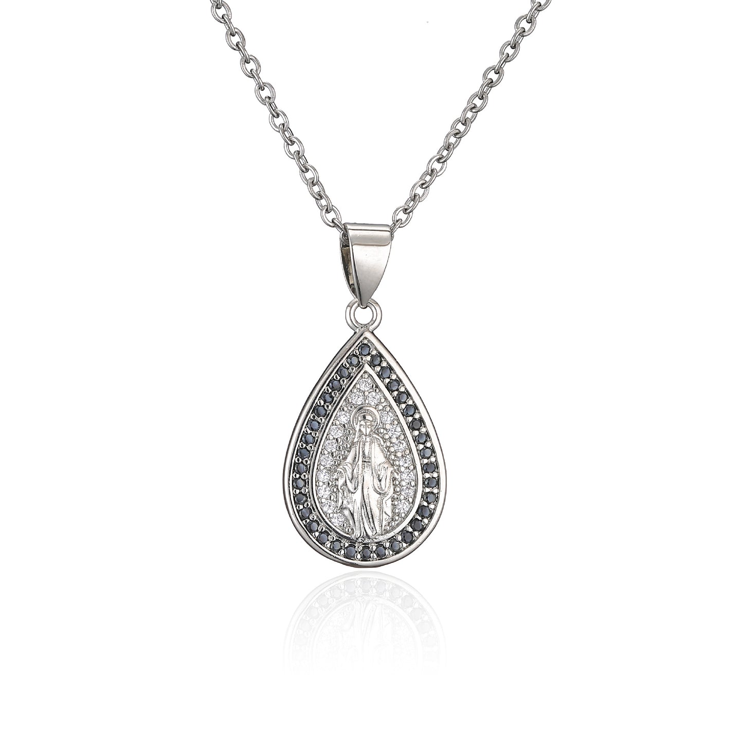 Stainless steel colored diamond water drop necklace MYA-JuC013