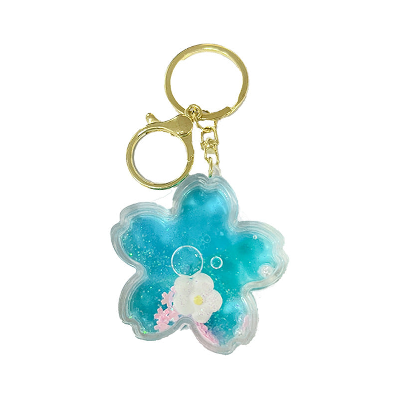 Acrylic Flower Quicksand Bottle Keychain ChaoHe002