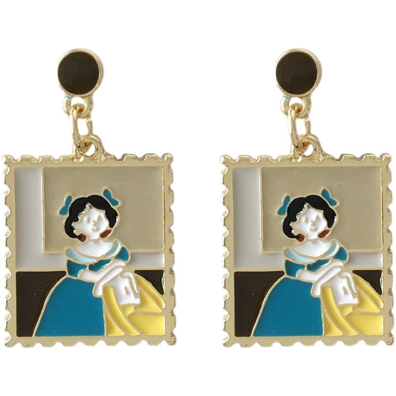 Alloy retro oil painting style earrings (Minimo de Compra 2) MIC-BLD043