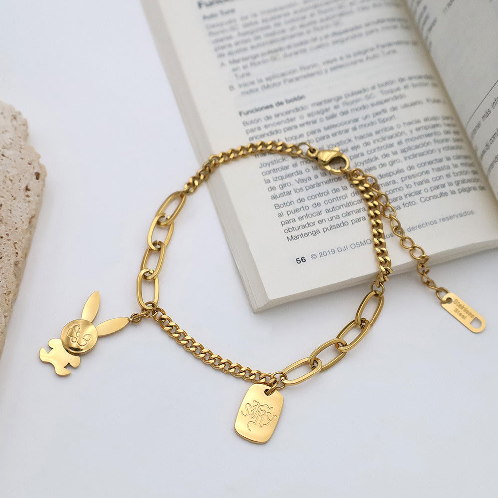 Stainless steel gold-plated cute rabbit bracelet MYA-XuanJ018