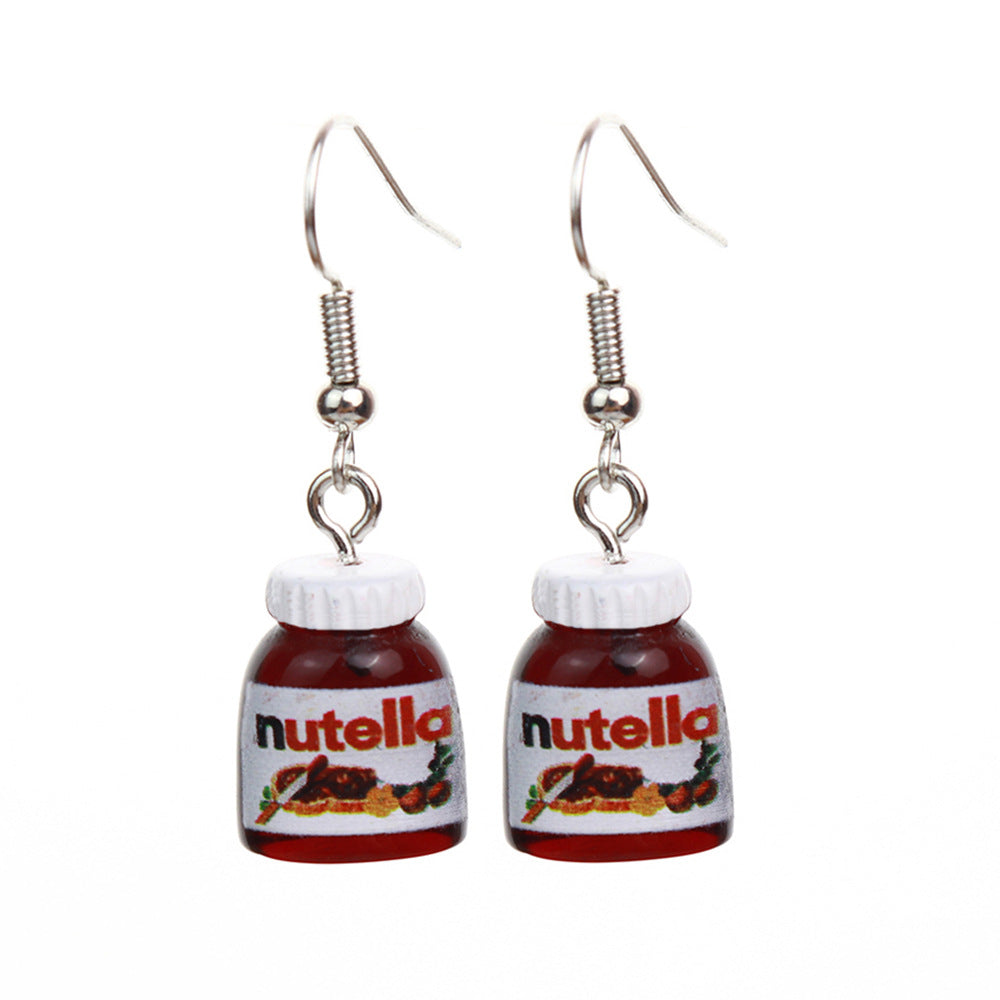 Resin Earrings Fun Cute Peanut Butter Chocolate Sauce Three-dimensional MIC-niqing017