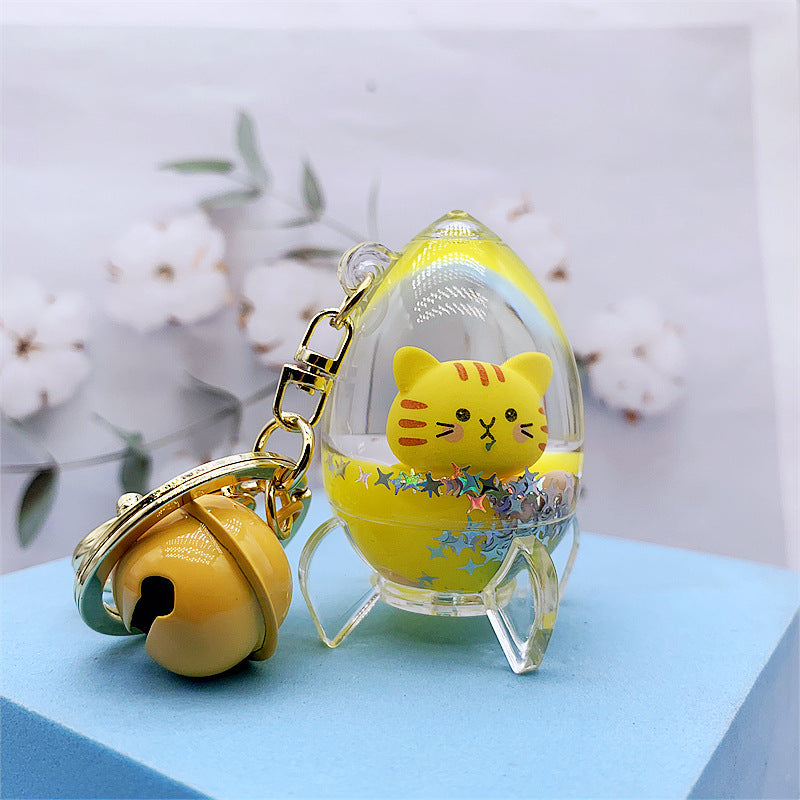 Keychain Acrylic Cute Cat Head Floating Quicksand Bottle MOQ≥2 DMF026