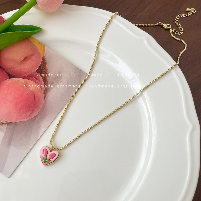 Resin Pink Tulip Earrings (Minimo de compra 2) MIC-TQL016