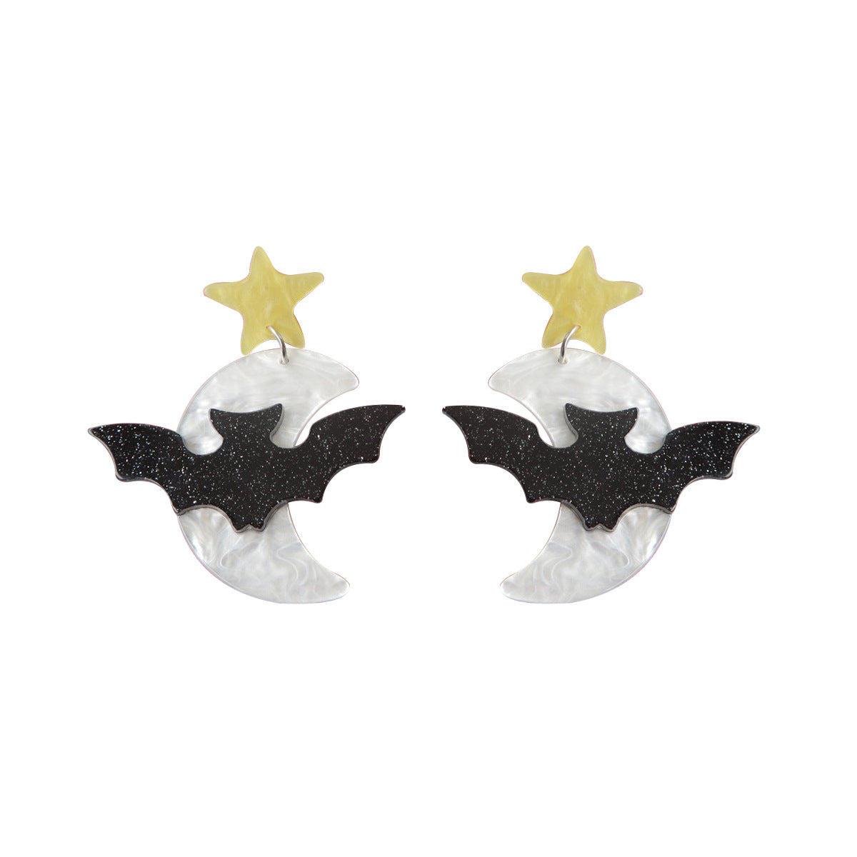 Acrylic Halloween Star Bat Earrings (Minimo de Compra 3) MIC-OuG054