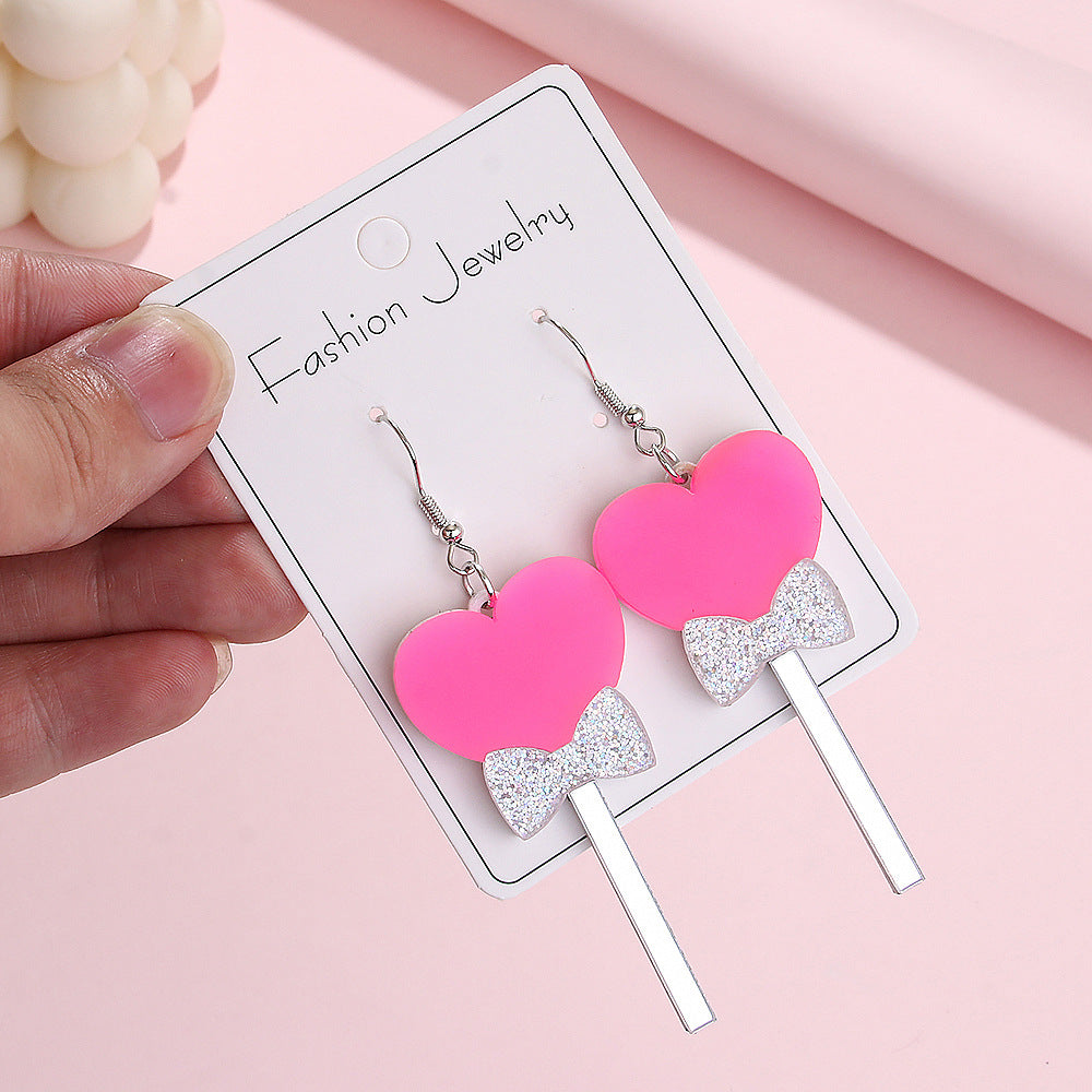 Acrylic heart-shaped lollipop candy earrings (Minimo de compra 5) MYA-ManT031