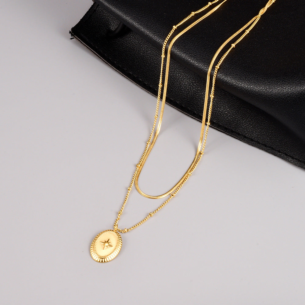 Gold Plated Snakebone Necklace in Titanium Steel MYA-YiS005