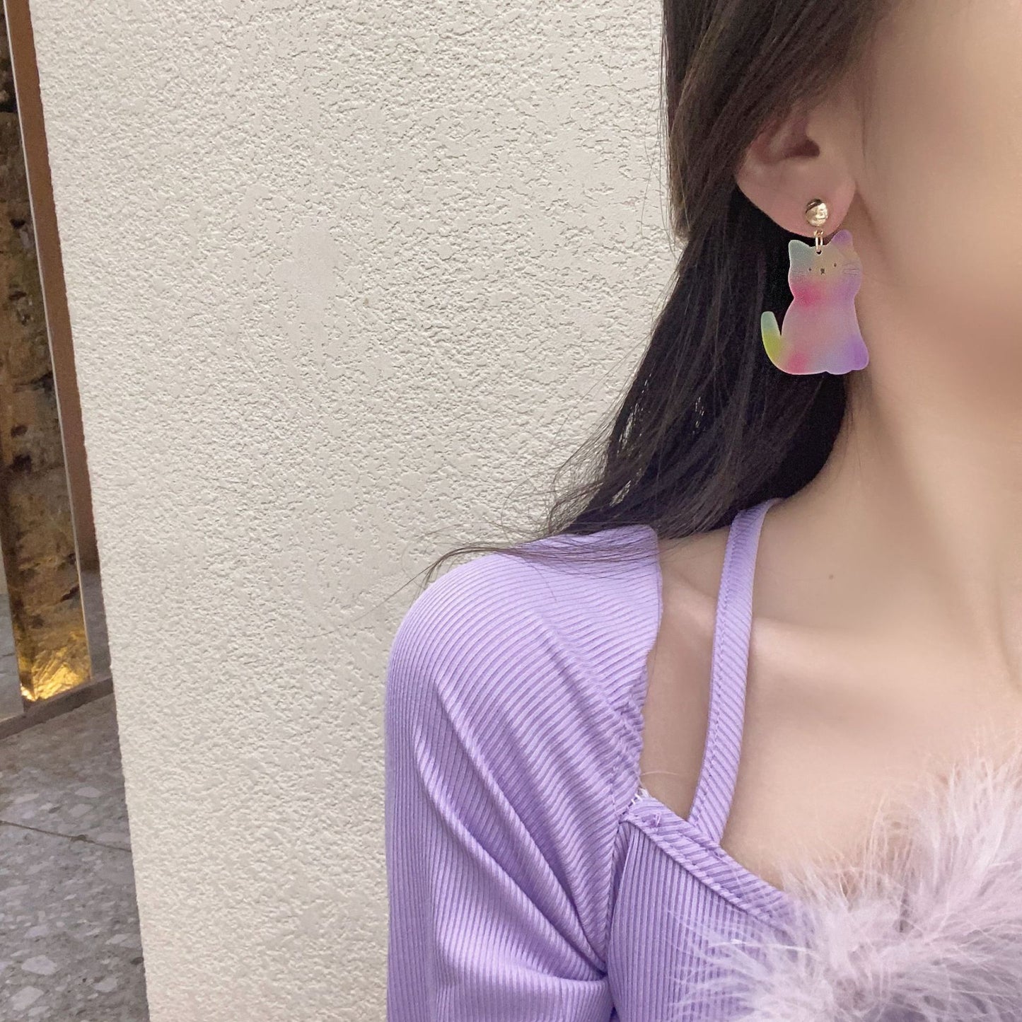 Alloy Rabbit Cat Cartoon Earrings MIC-AiM017