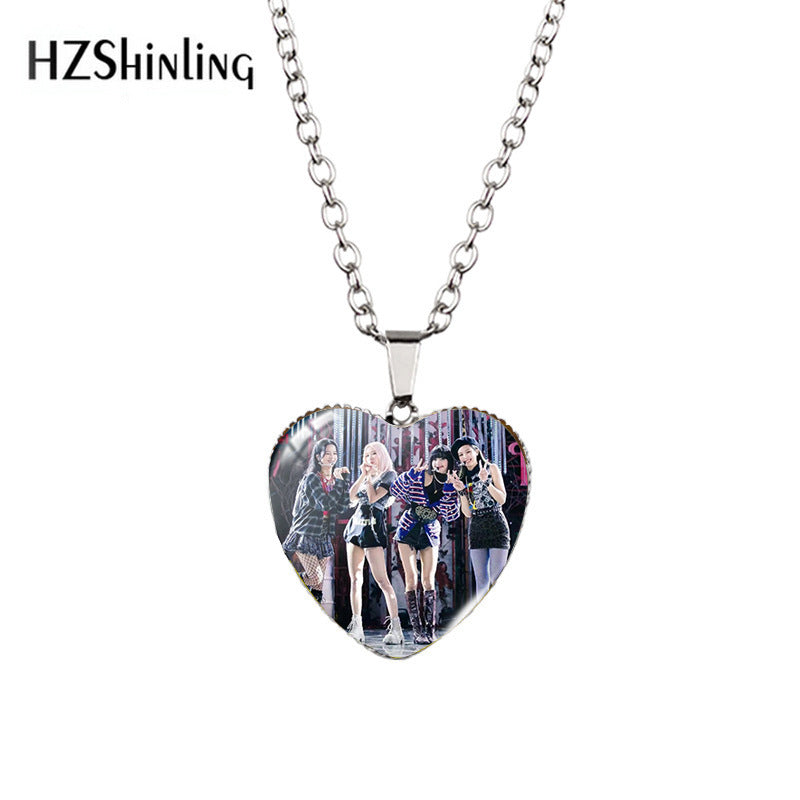 Alloy Time Gem Heart Necklace MIC-XiangL042