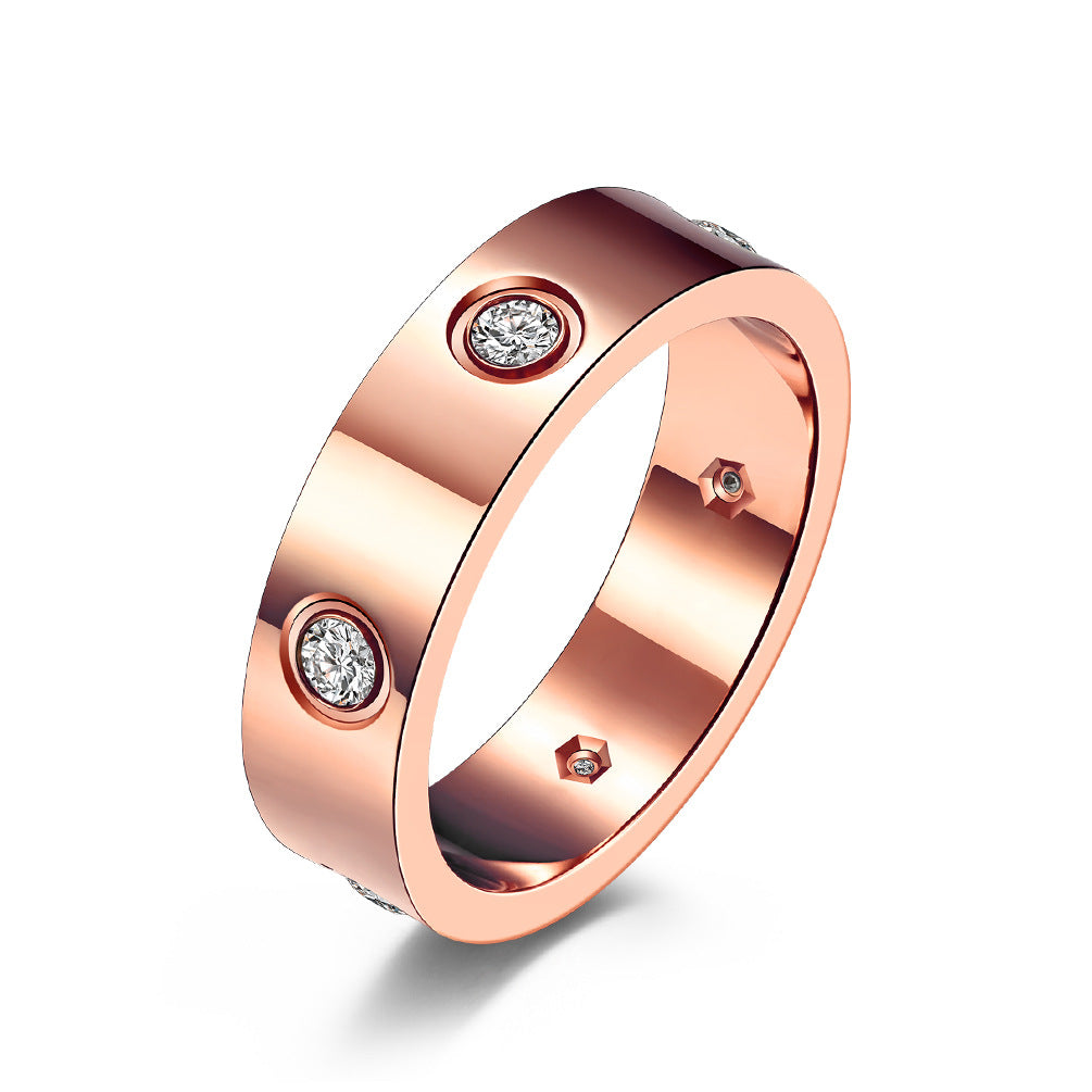 Titanium steel diamond couple ring  Minimum order quantity ≥ 2 MIC-QianF003