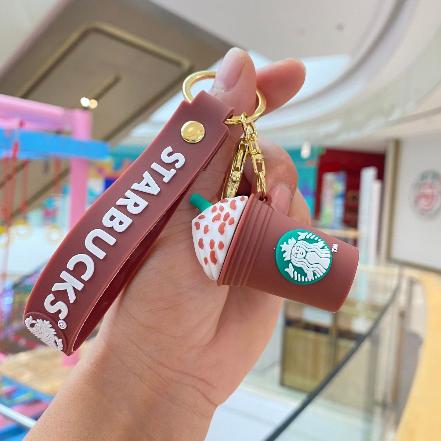 Cartoon Starbucks Milk Tea Silicone Keychains PengYu001