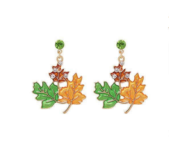 Alloy Dripping Maple Leaf Earrings MIC-ZhiShang002