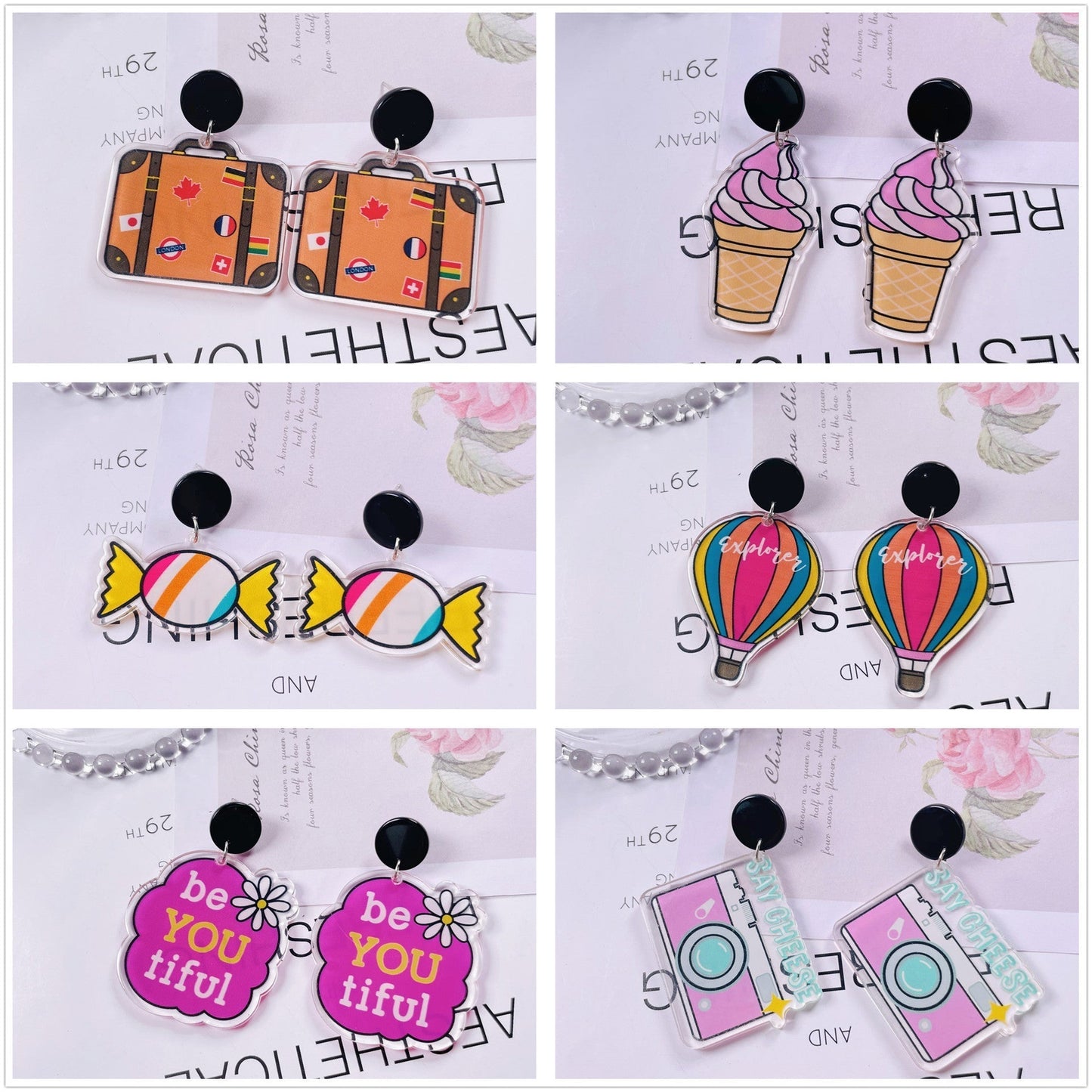 acrylic fun graffiti transparent ice cream earrings Minimo de compra 2 jiayi005