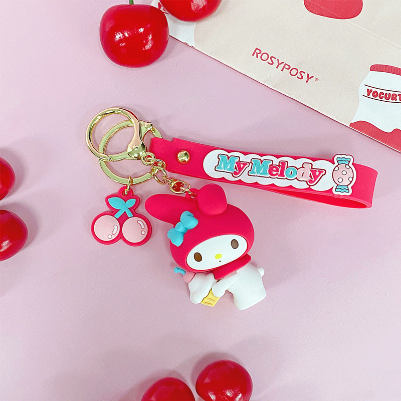 Keychains PVC Cherry Whisper Series Cute Cinnamon Dog Keychain Girls Cartoon Pendant (S) MIC-JiaoL020