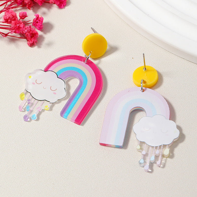 Acrylic Rainbow Cloud Earrings MIC-KaiQ001