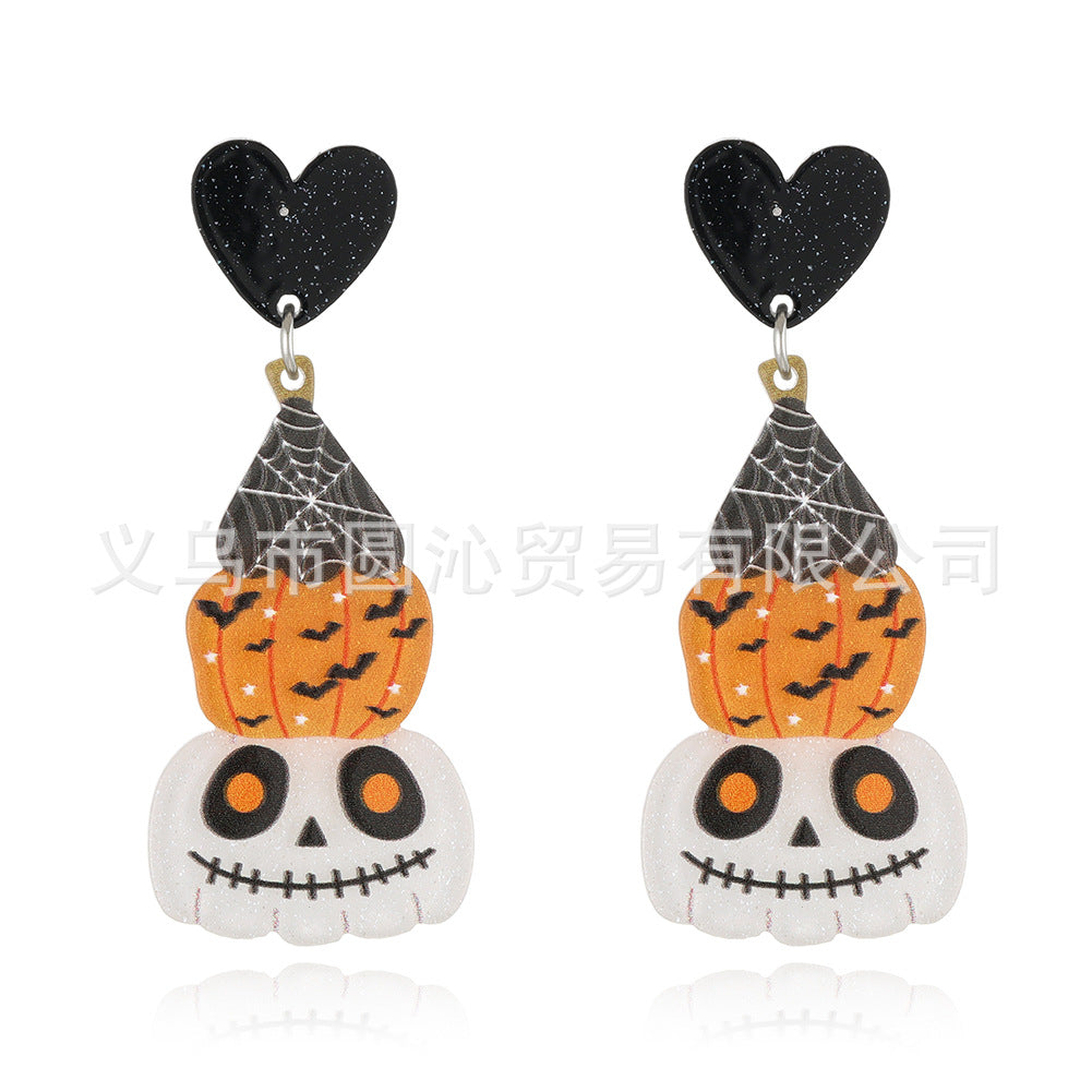 Acrylic funny cartoon pumpkin ghost earrings (Minimo de Compra 3) MIC-YuanQ002