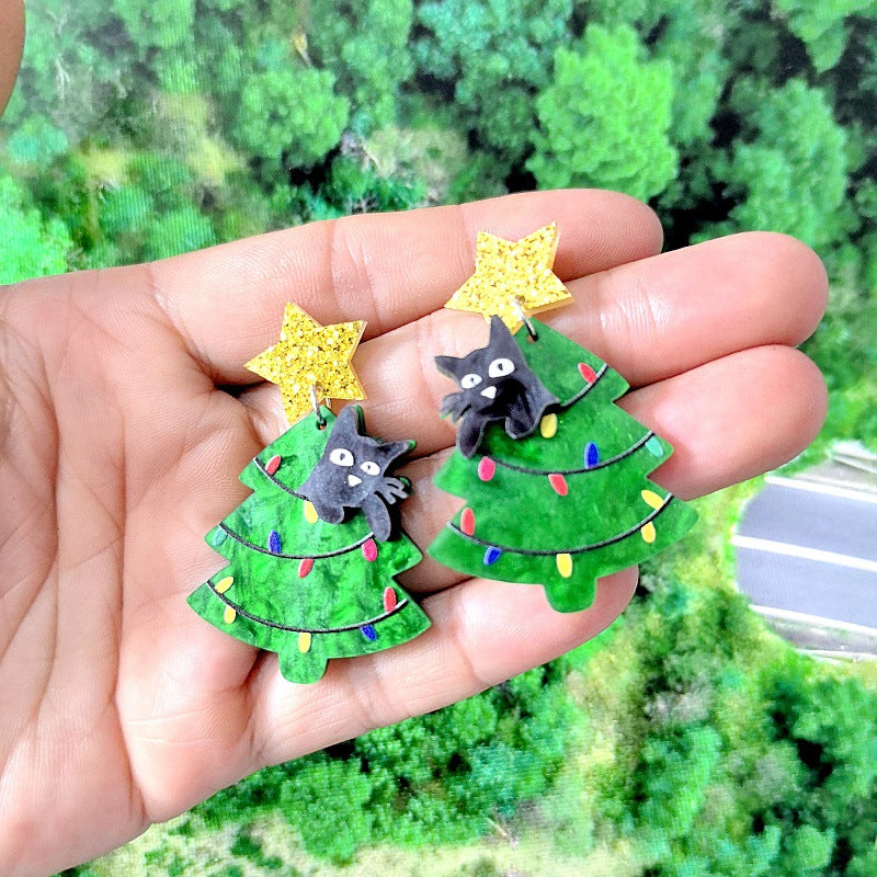 Acrylic Christmas Tree Earrings MIC-XueP177