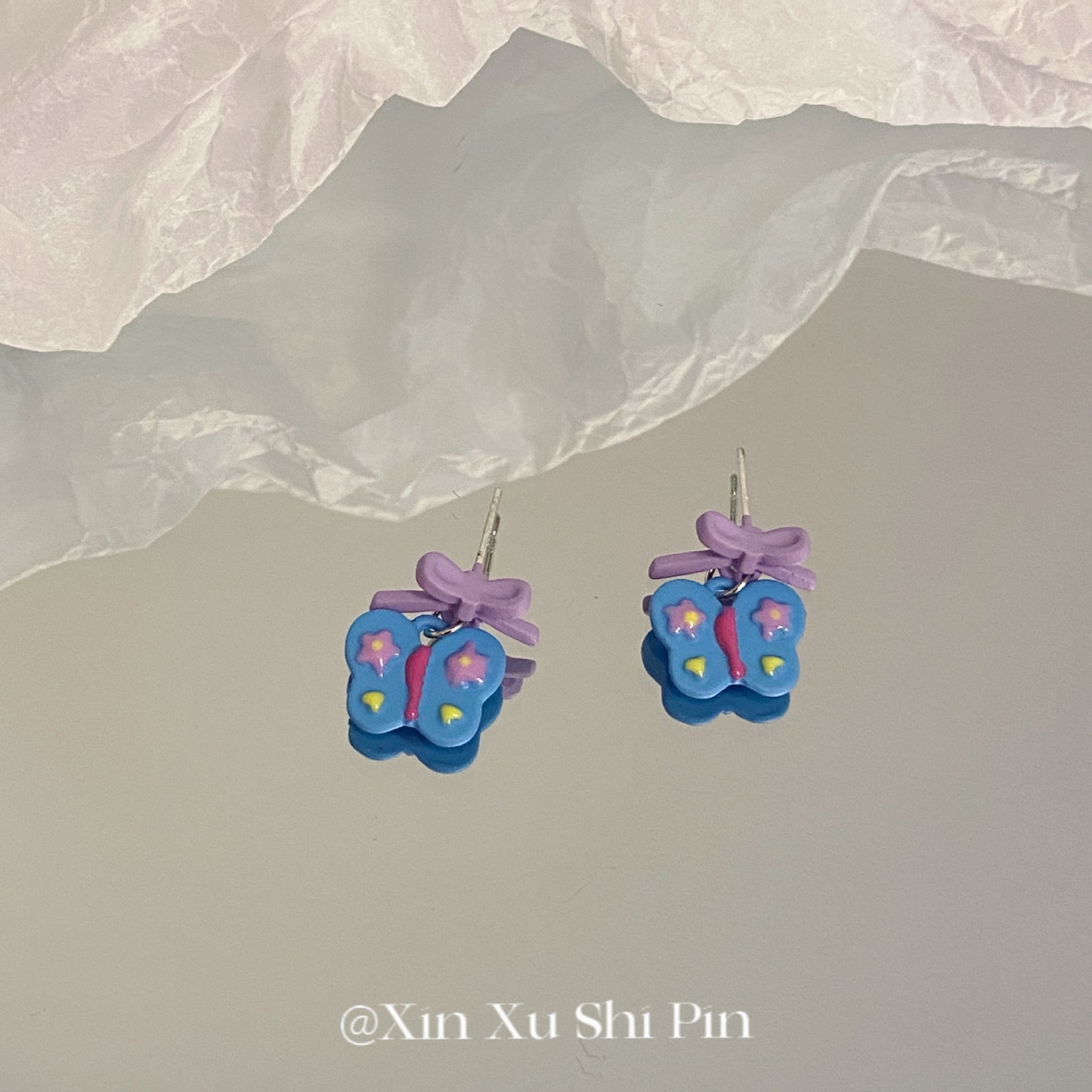 Alloy Purple Butterfly Earrings MIC-XinXu021