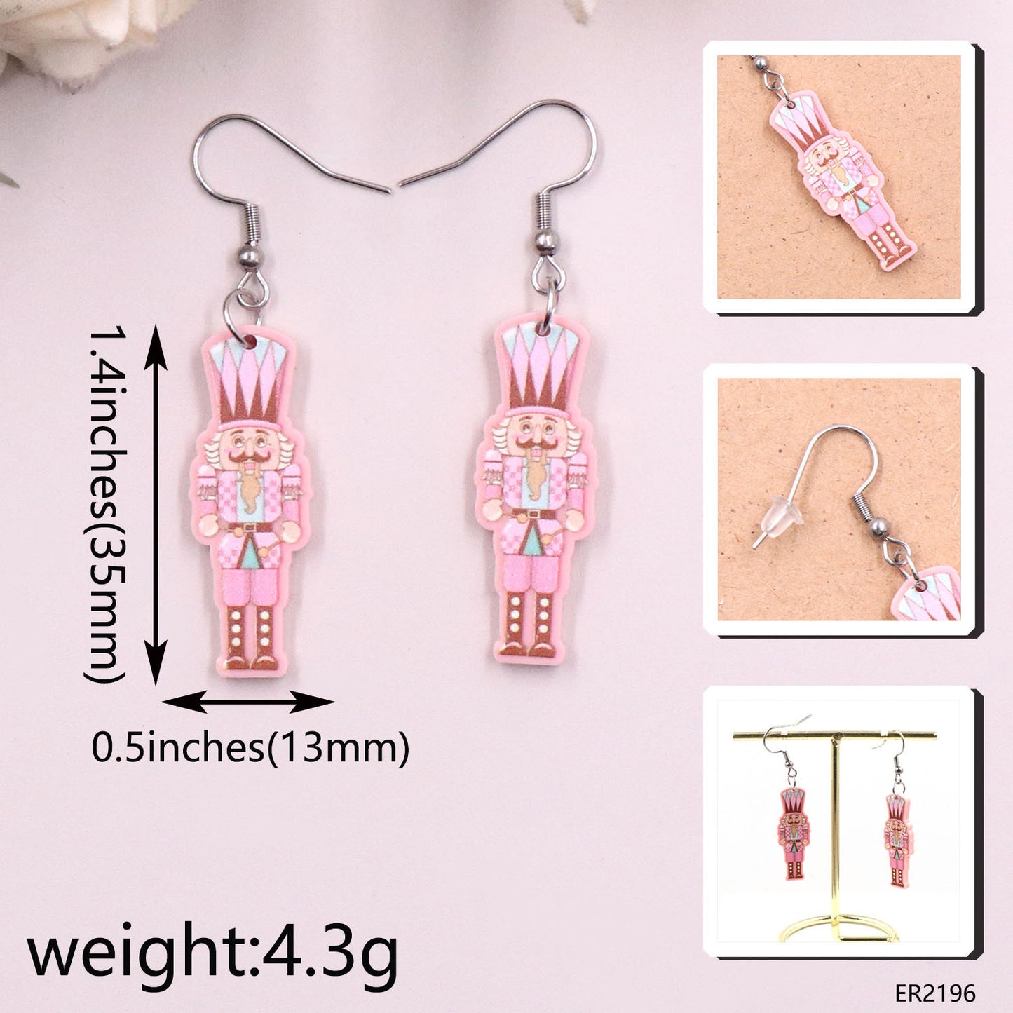 Acrylic Pink Christmas Earrings (Minimo de compra 5) MIC-XiaoY074