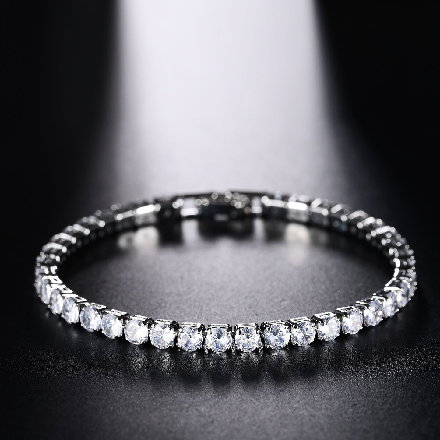 Alloy 4mm round single row full diamond bracelet (Minimo de Compra 2) MIC-LinD008