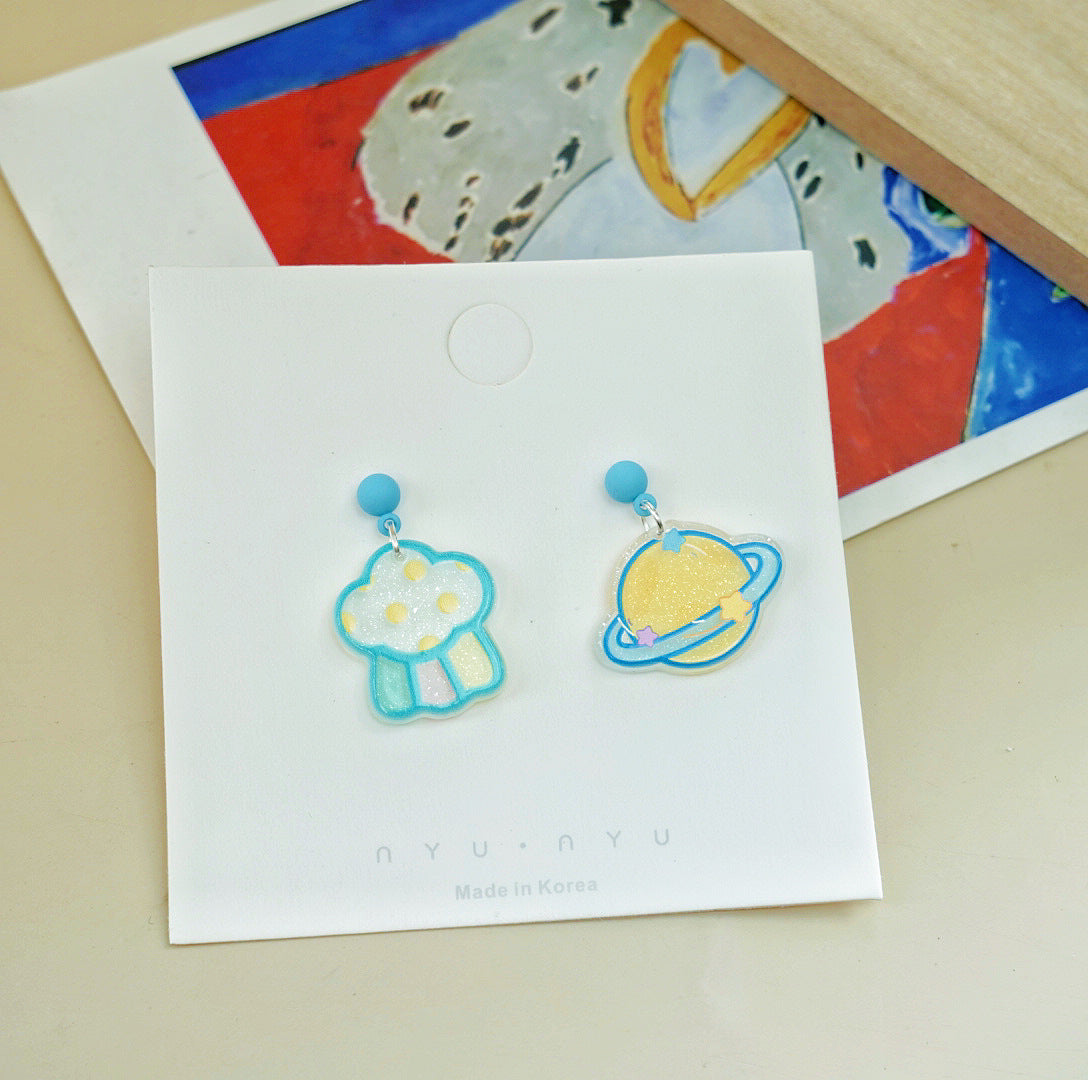 Alloy Planet Rainbow Cloud Earrings MIC-XNWE012