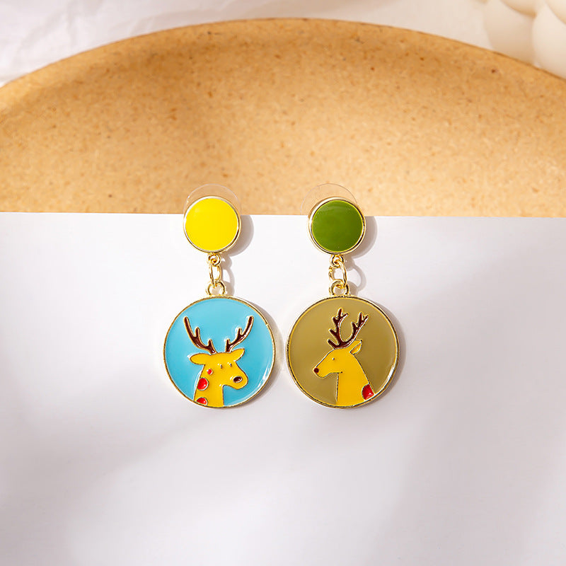 Alloy cartoon deer dinosaur earrings MYA-MDD142