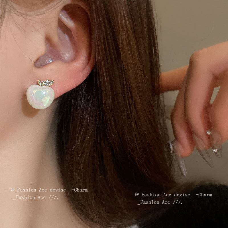 Alloy Diamond Apple Earrings MIC-HuiH003