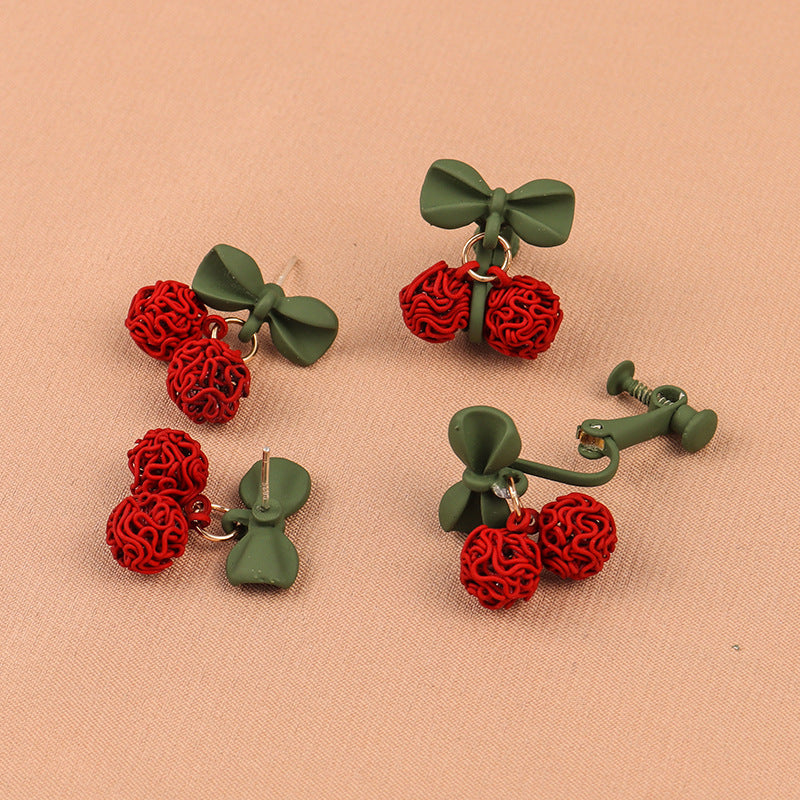 S925 silver needle cute cherry earrings Minimo de compra 2 MIC-LSY001