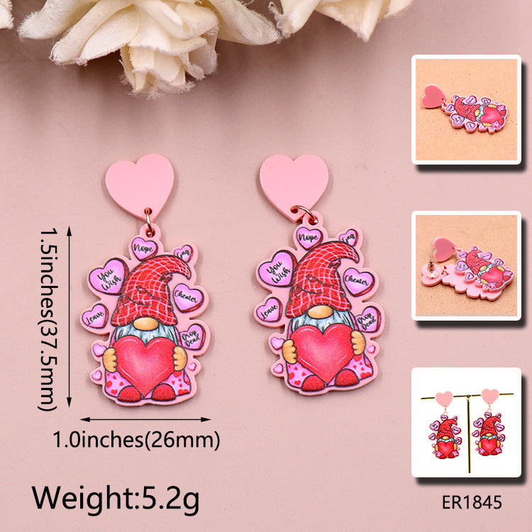 Acrylic Dwarf Heart Earrings (Minimo de compra 5) MIC-XiaoY073