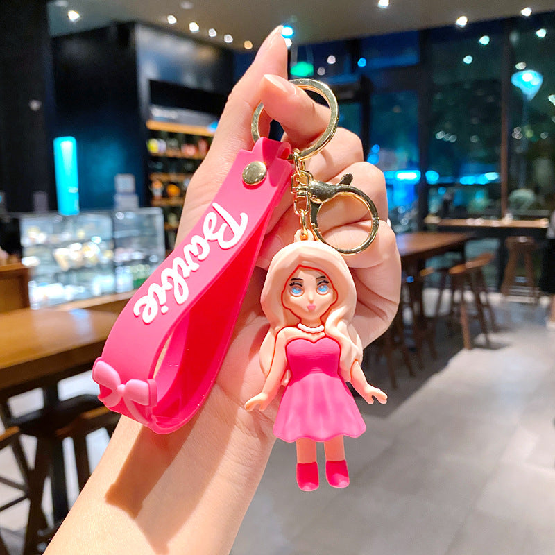 2023 New Pink Princess Girl Silicone Keychains GongZe002