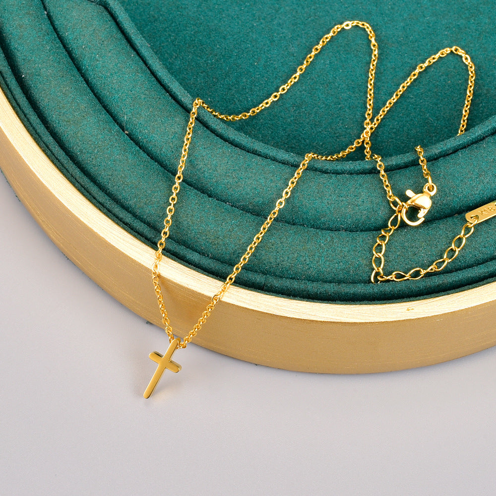 Gold Plated Titanium Cross Necklace MYA-YiS002