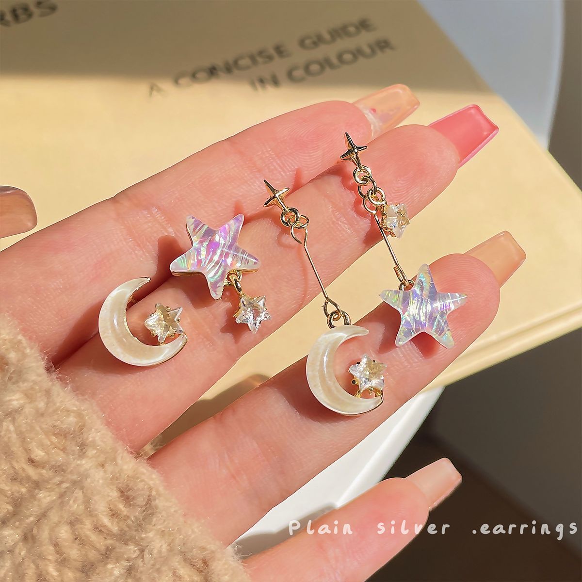 Acrylic Colorful Star Moon Earrings (Minimo de Compra 2) MYA-ShuangX027