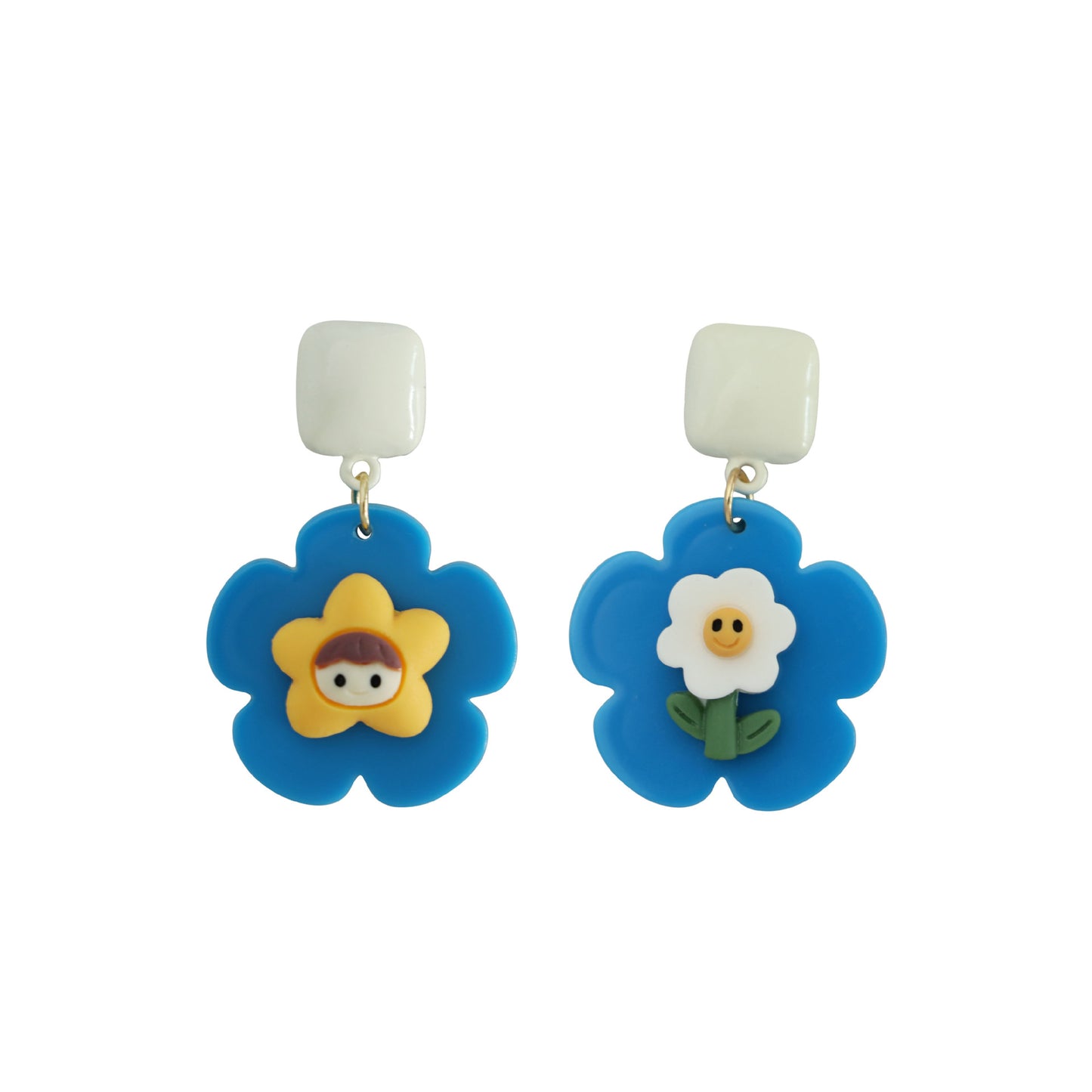 Alloy three-dimensional flower earrings MIC-QingJ032