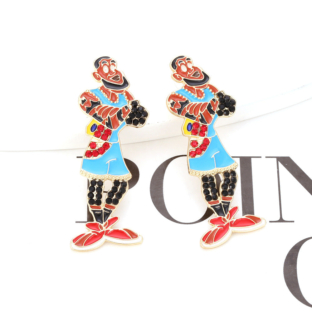 Alloy diamond inlaid cartoon character earrings MIC-ManY032