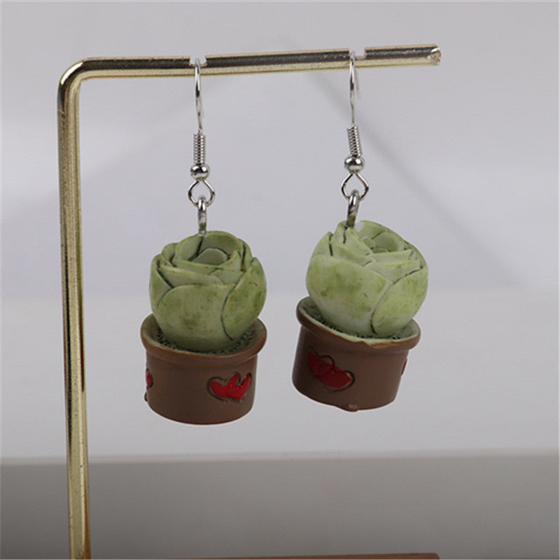 Acrylic plant potted cactus earrings MIC-ChouD036