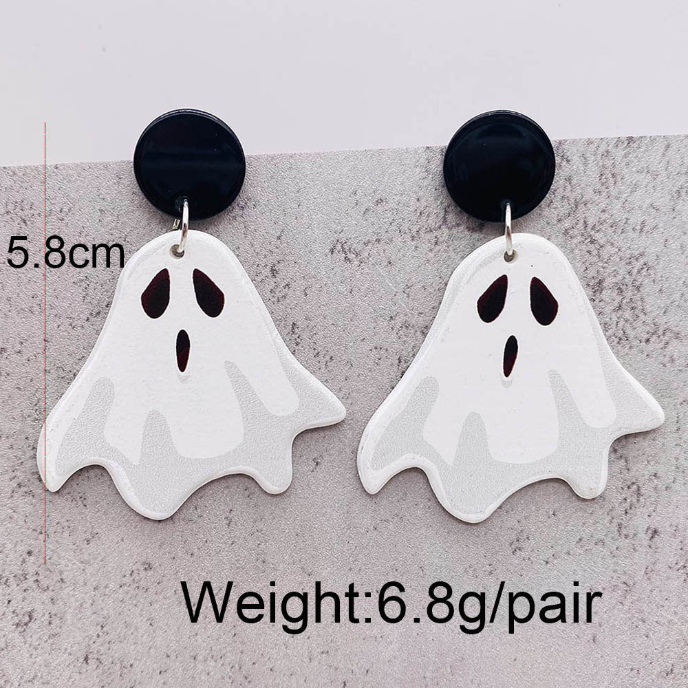 Acrylic Halloween Ghost Skull Earrings (Minimo de Compra 2) MIC-ChenY016