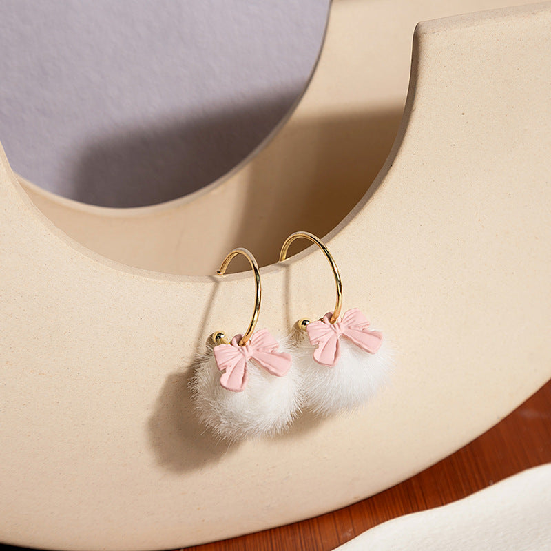 Alloy bow rabbit earrings MIC-HongC019