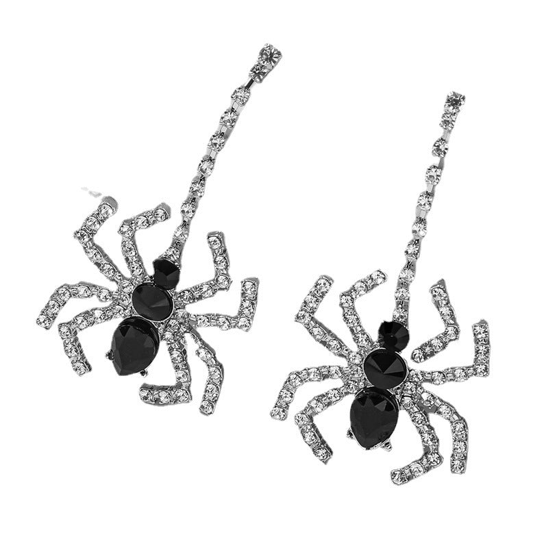 Acrylic Black Spider Black and White Earrings (Minimo de compra 2) MIC-GanL019