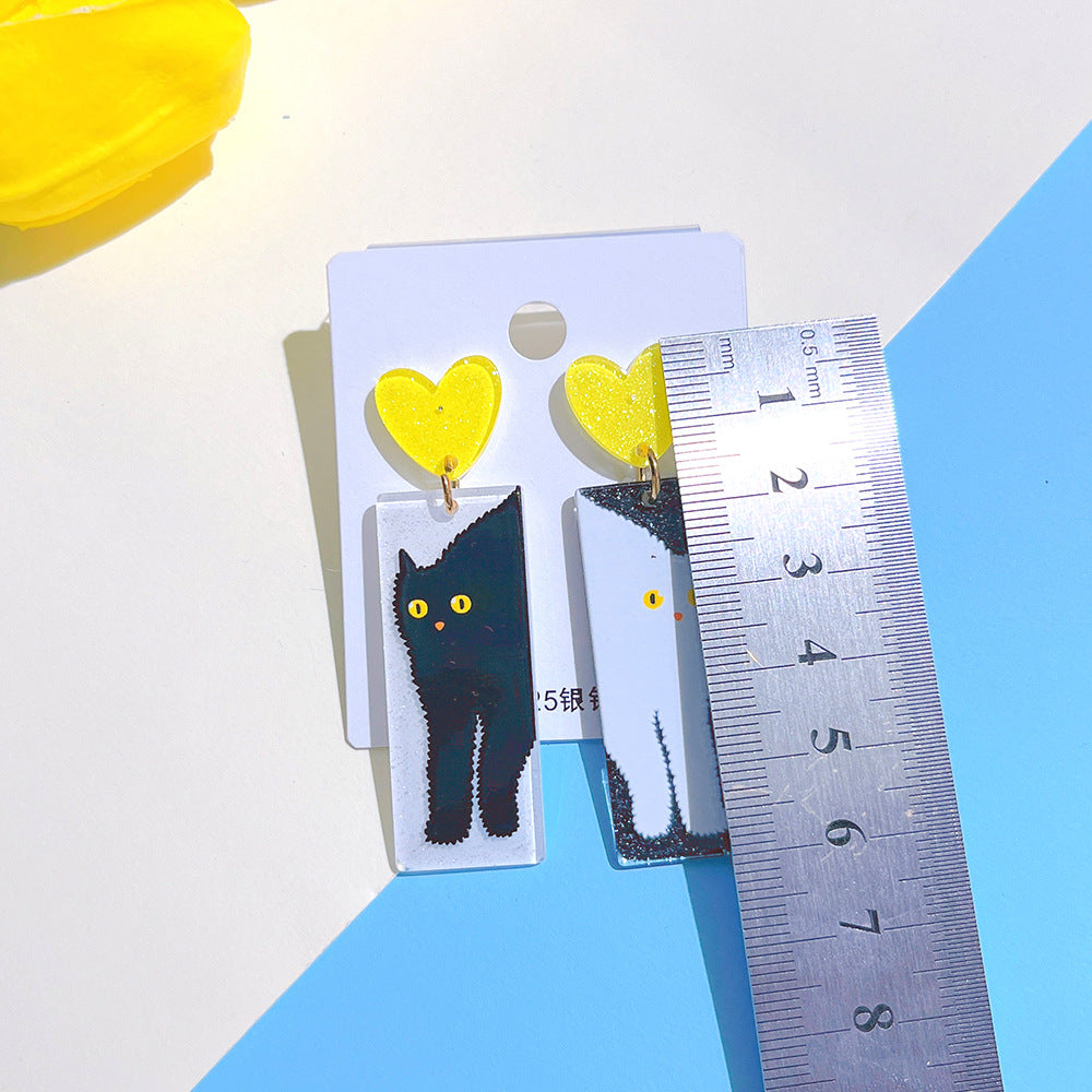 Acrylic Geometry Cat Earrings  (Minimo de Compra 2) MYA-PingH018