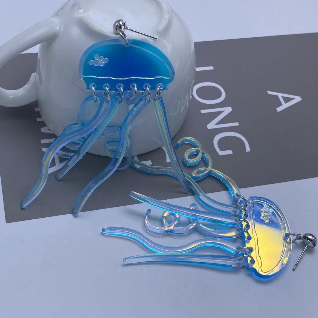 Acrylic colored reflective jellyfish earrings MIC-ChiC016