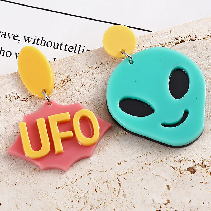 Acrylic cartoon alien UFO earrings MYA-XiY003