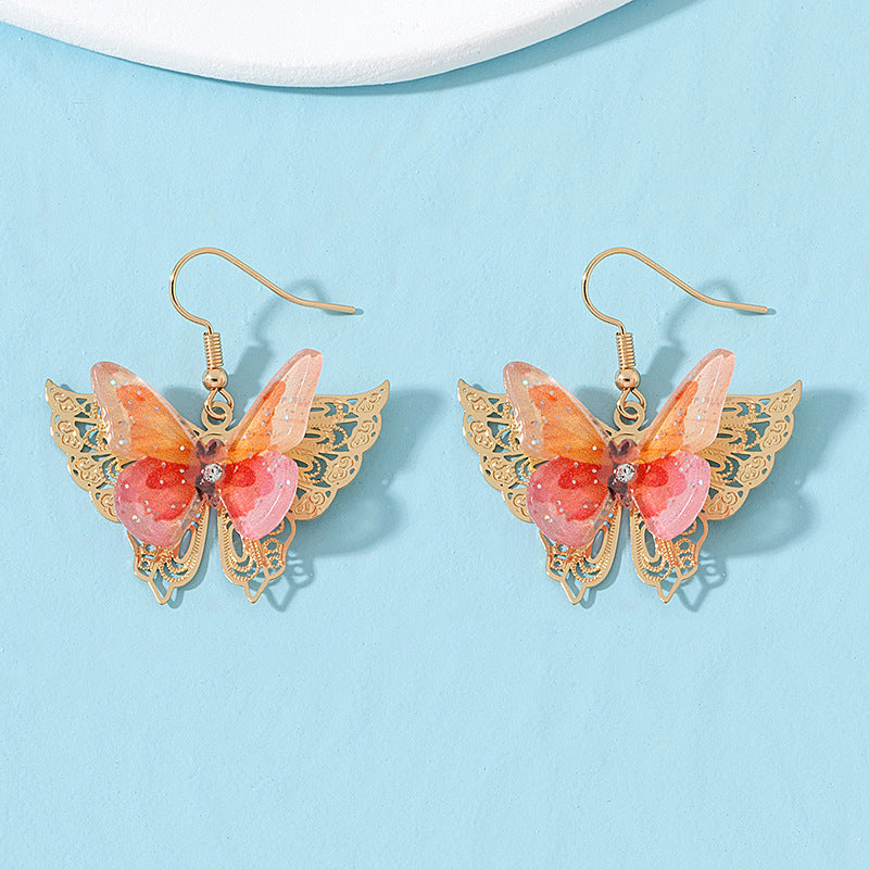 Alloy colored butterfly earrings MIC-AYN017