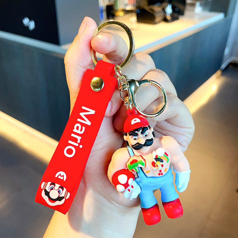 PVC Muscle Mario Anime Doll Keychain MIC-MLZ003