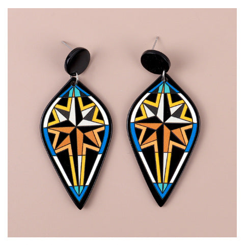 Acrylic Abstract Face Mask Earrings MIC-ChouD025